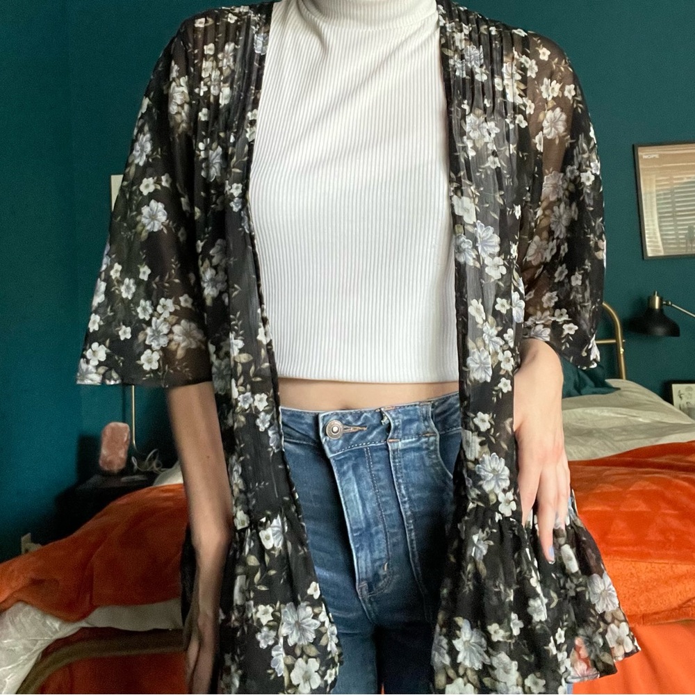 American Eagle Sheer Floral Cardigan